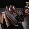 Young men's formal leather shoes men's laces British Korean version business men's shoes pointed low-top casual shoes groom's wedding shoes