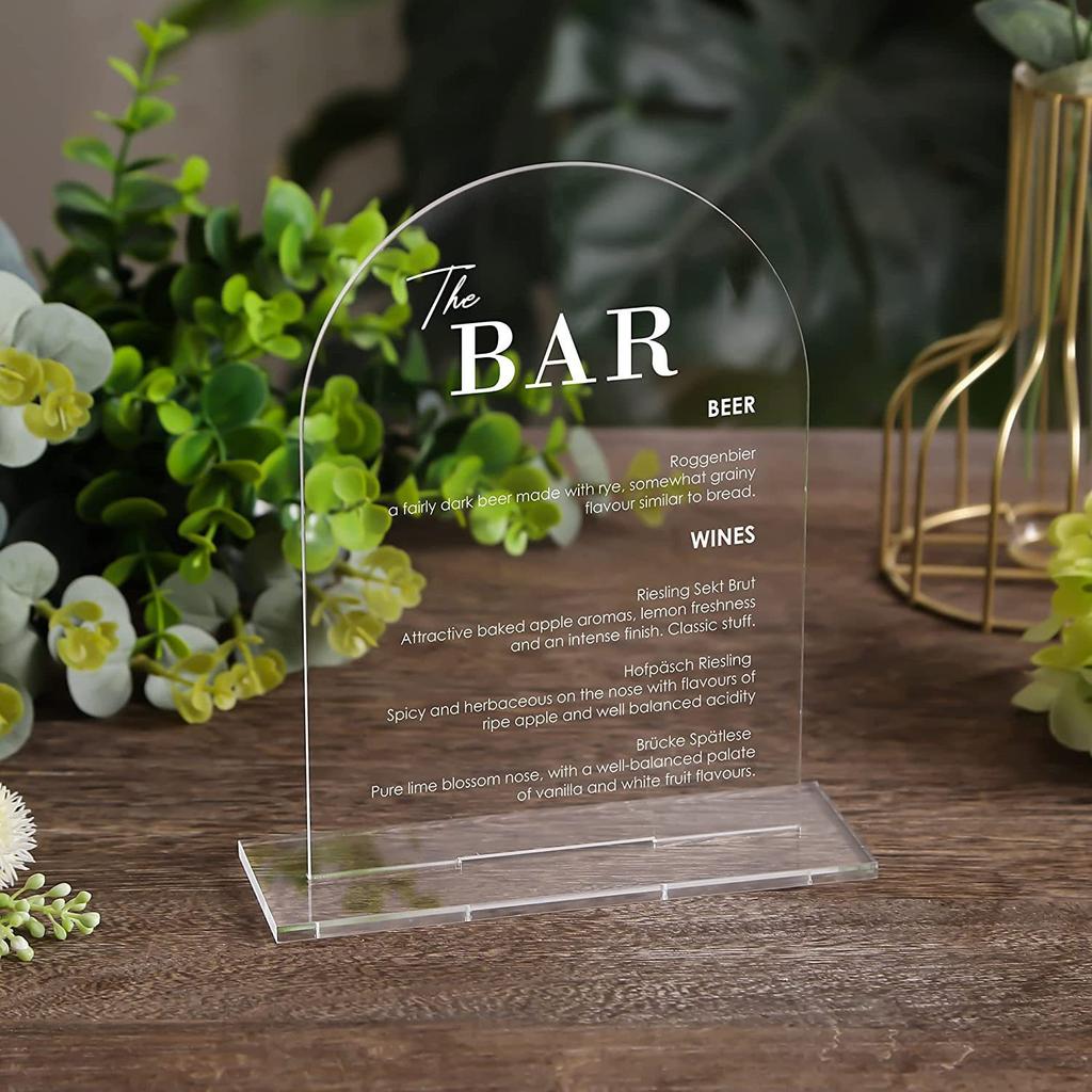 Handmade DIY Transparent Blank Arched Semi-circular Acrylic Wedding Table Sign DIY Party Birthday Party Seat Sign with Base 5pcs