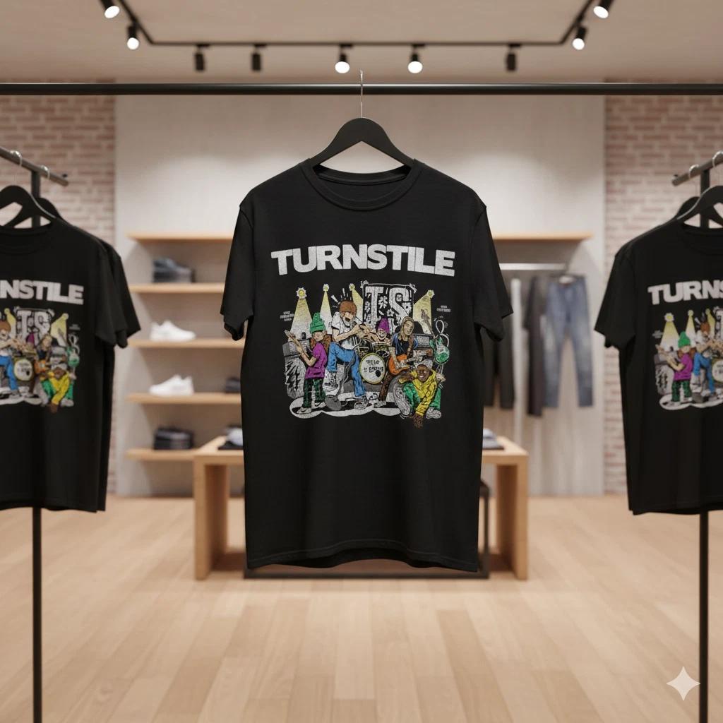 Turnstile Time + Space Hardcore Punk Band Graphic T-Shirt Black -T360 S
