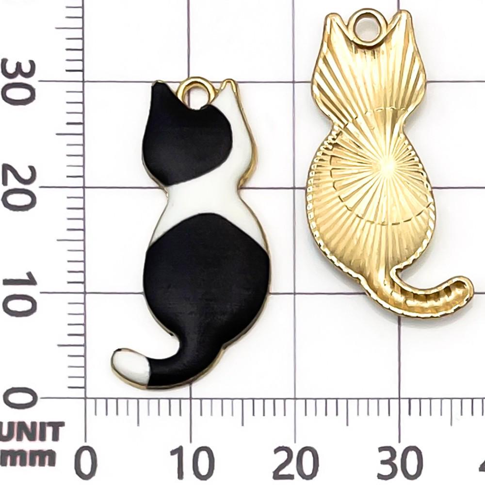 Set of 10 Colorful Enamel Cat Charms for DIY Jewelry