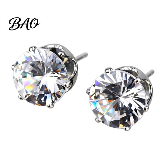 Versatile Stud Earrings 1 Pair Earrings, Four-Claw Cubic Zirconia Sparkling Ear Studs, Women for Daily Wear Jewelry Gift Alloy