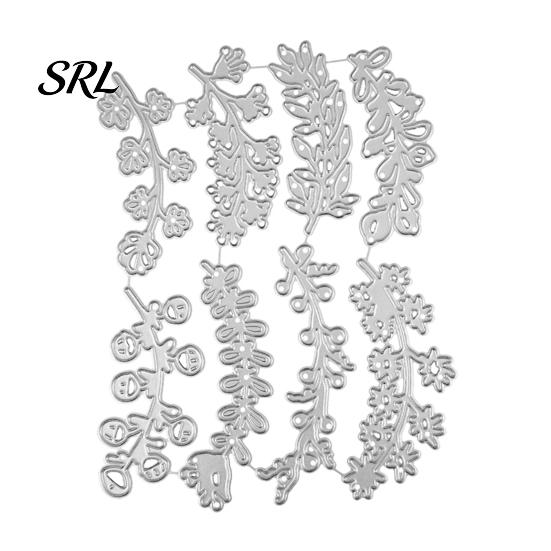 Tissue Paper Craft Cutter 8PCS Vines Cutting Mold, Photo Album Mold Embossing Die, Durable Natural Branch Shapes Stencil Carbon Steel Stencil, for DIY 8pcs