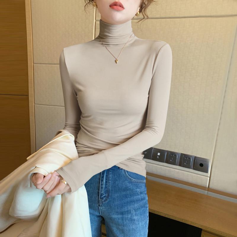 Modal High Neck Turtleneck Base Layer for Women: Elegant Long Sleeve Top for Spring, Autumn, Winter