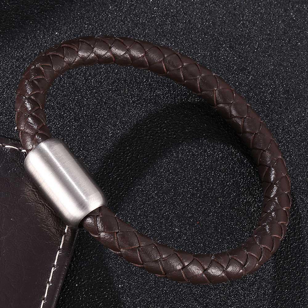 

Elegant European & American Woven Leather Couple s Bracelet with Magnetic Clasp Inner 165mm [Straightened 200mm]