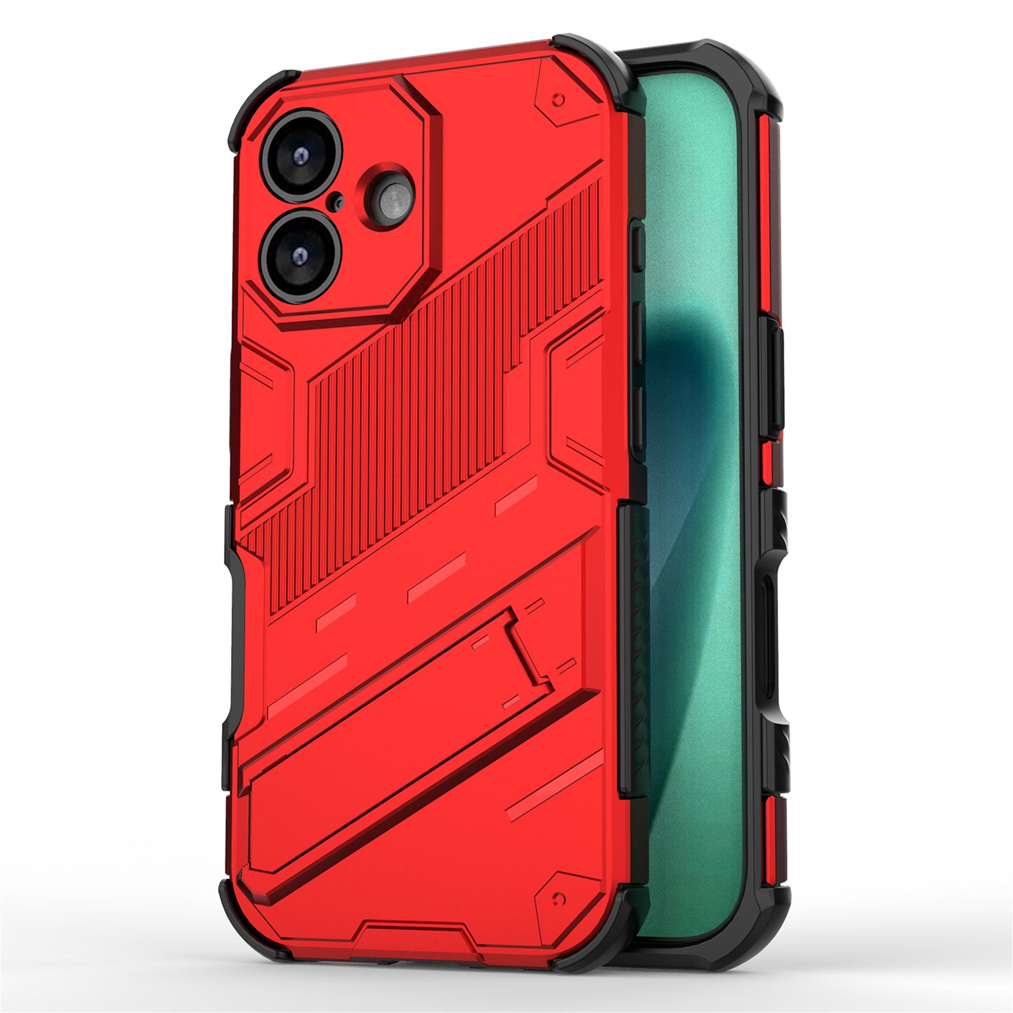 

For iPhone 17 Case PC+TPU Shockproof Phone Cover with Kickstand Red