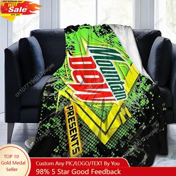Creative Homewares Unisex Mountain Dew Fleece Blanket, Mtn Dew Merch Throw Blanket Space Gift For Fan Warm Winter Throw Movie Blanket Custom Blankets