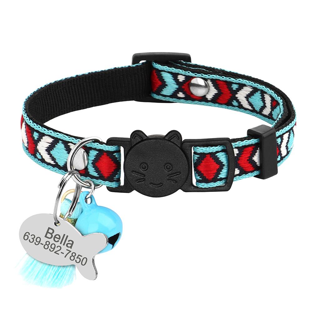 11 Colors Quick Release Cat Collar Personalized Safety Cat Collars Necklace Free Engraved ID Tag Nameplate With Cute Bell Gift
