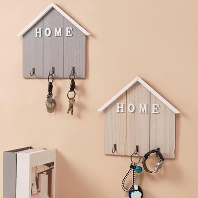 Portachiavi da Parete a Forma di Casina in Legno Organizer Portachiavi con 3 Ganci Rastrelliera Rustica per Ingresso Bagno Corridoio Cucina