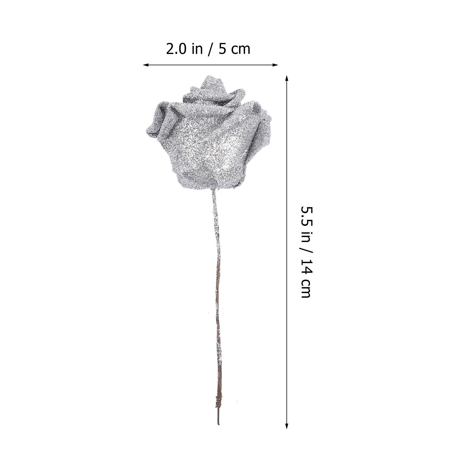 

50Pcs Crystal Rose Artificial Flowers Lightweight Pe Simulated Flower Head Natural Look Home Decor Wedding Flower Adorn Photo серебряный