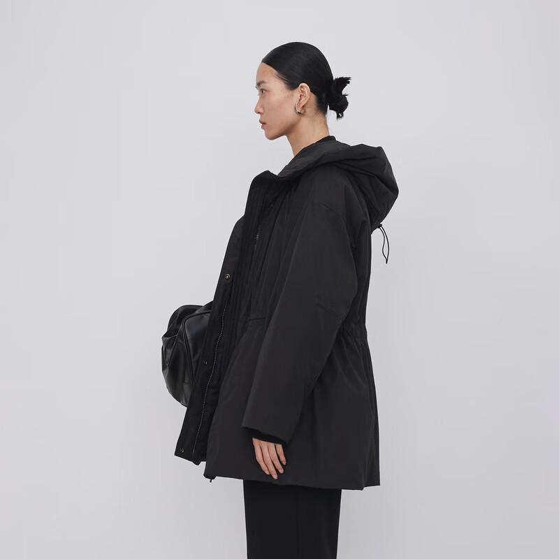 Less 2023 Winter Mid-Length Hooded Down Jacket