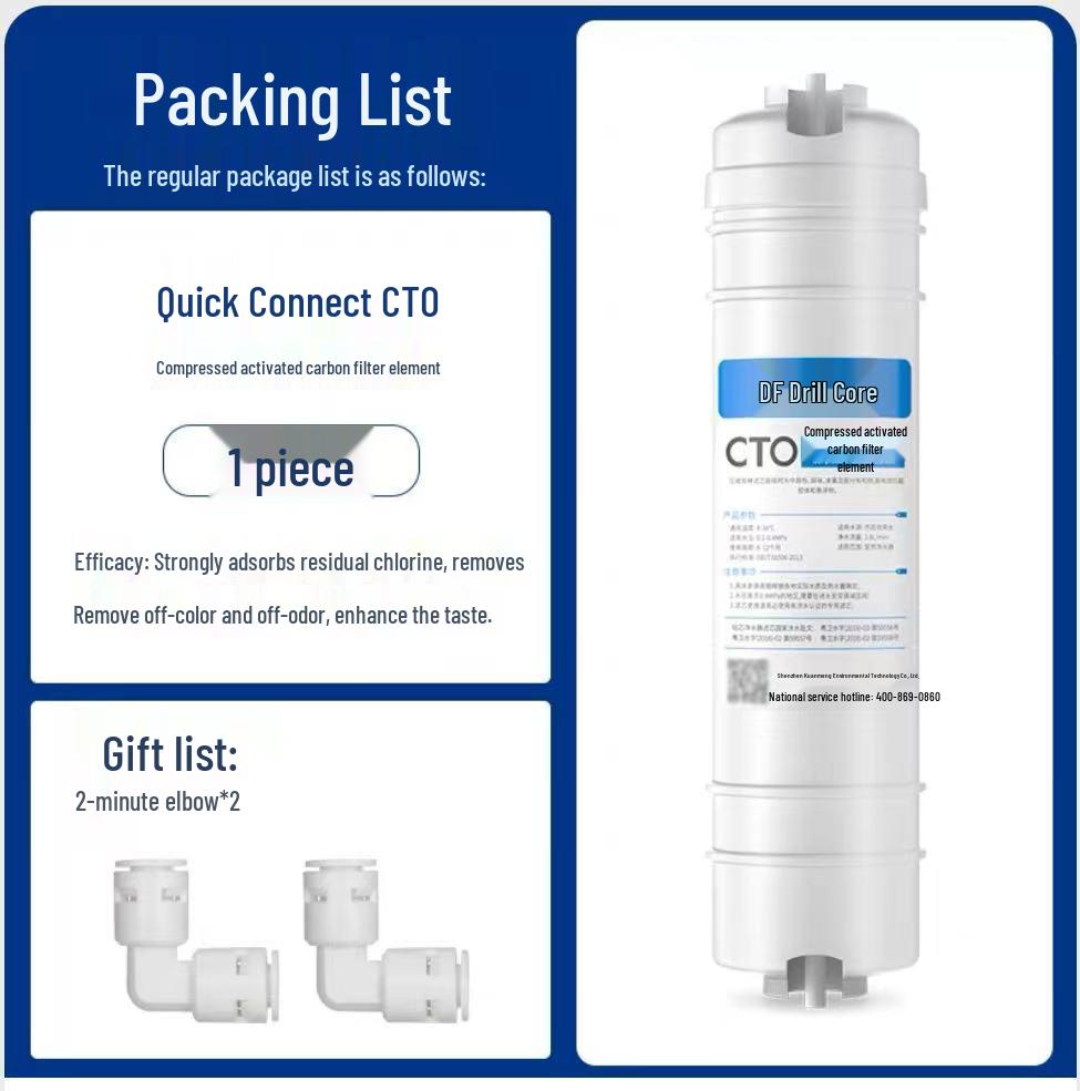 10-tommers femtrinns vannrenserfiltersett: Hurtigkobling PP Bomull, Granulert Karbon, Skalahemmer, Komprimert Karbon og RO-membran