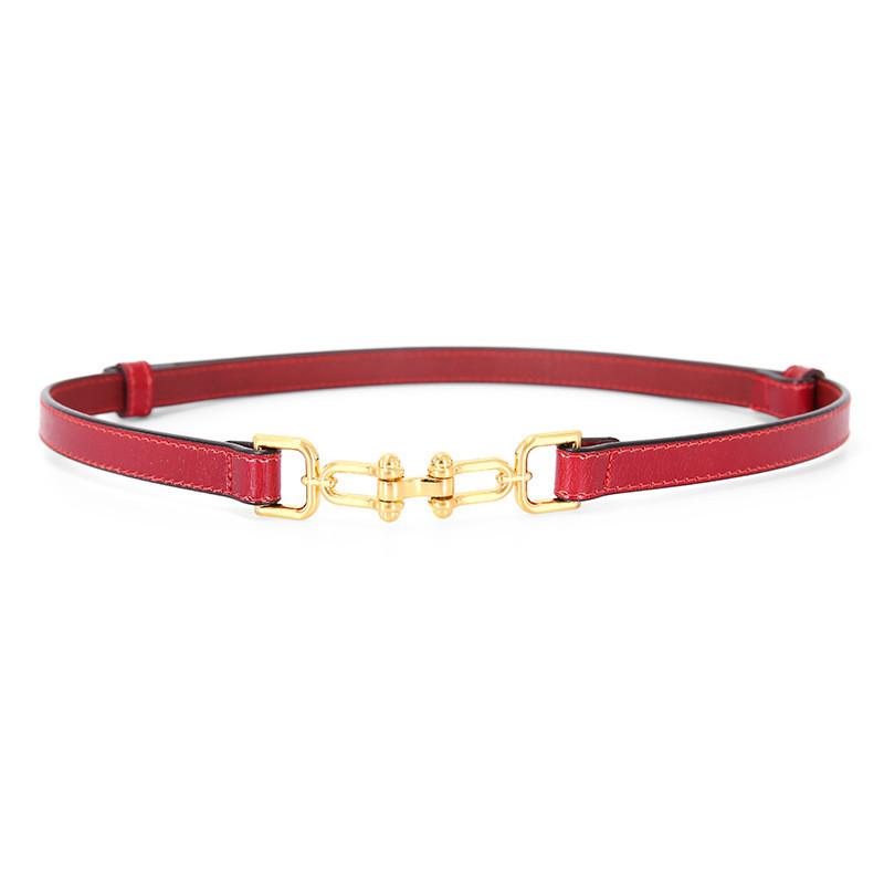 Womens Genuine Leather Belt With Geometric Buckle For Outdoor Casual Wear