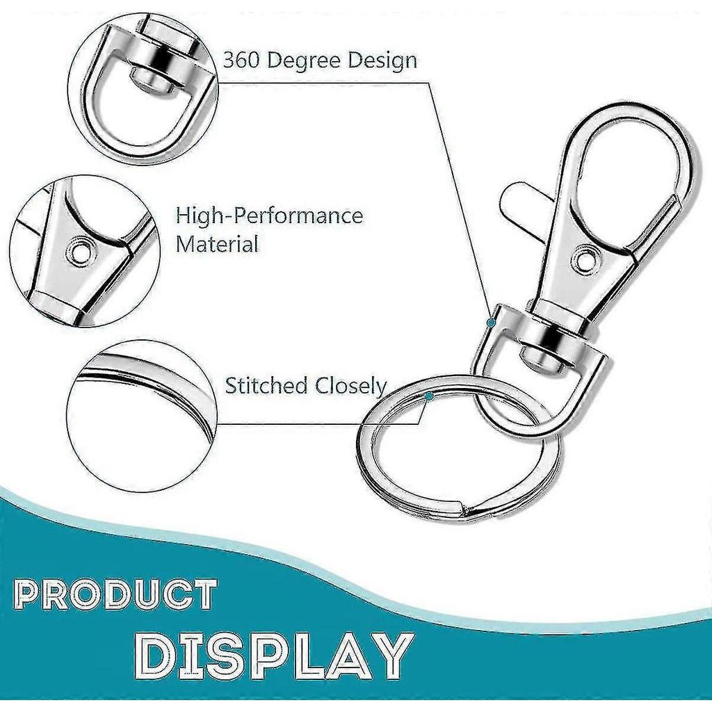 100 Pcs Keychain Hooks With Key Rings, Keychain Clip Hooks With Rings For Lanyard Jewelry