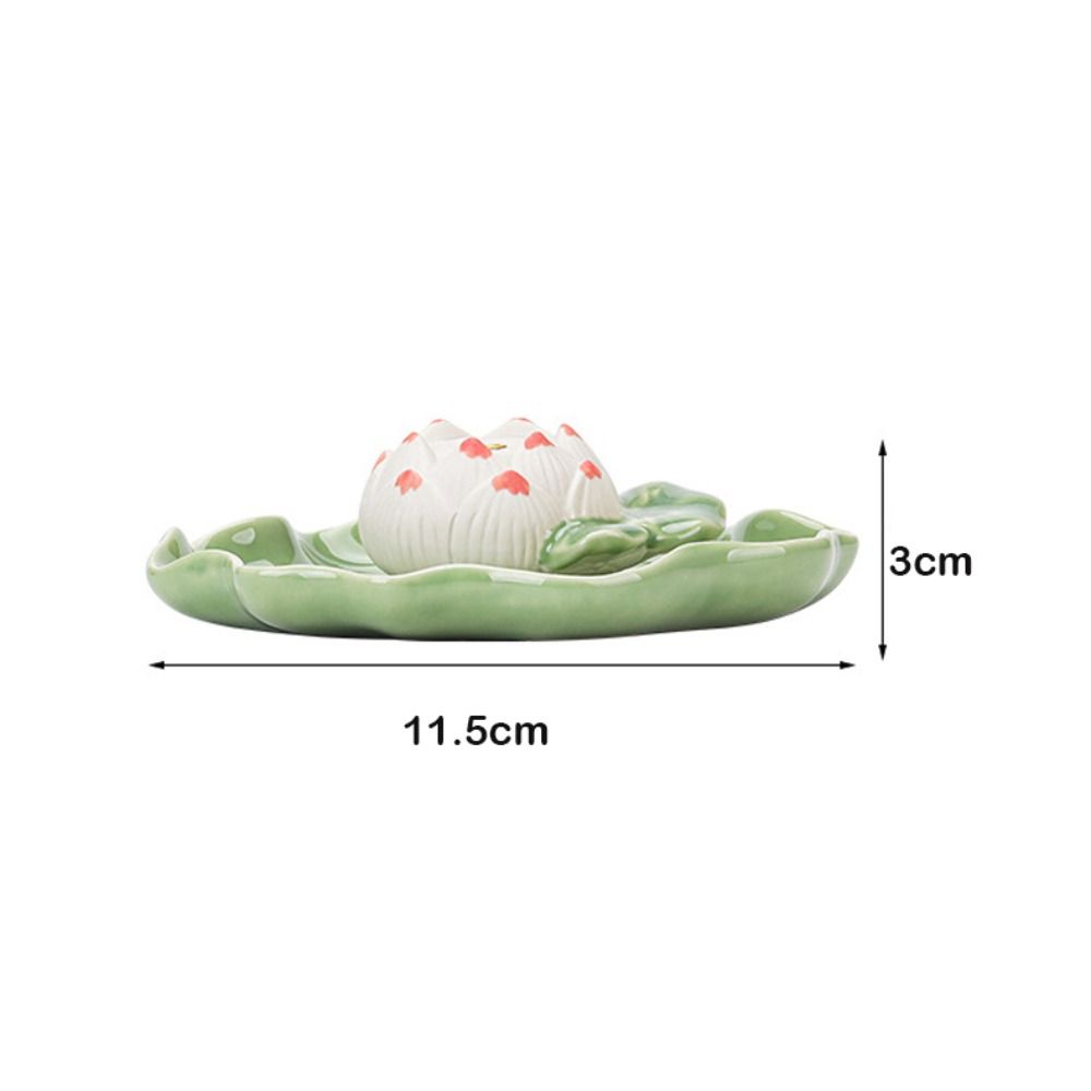 Creative Frog Lotus Ceramic Incense Holder with Lotus Leaf Tray Ash Catcher Zen Incense Burner Incense Stick Holder Home Decor