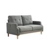Canapé Deux Places avec Port de Charge USB et Pieds en Bois, Canapés en Tissu avec Coussin Épais pour Petit Appartement