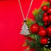 Christmas Tree Pendant Necklace with Star and Cubic Zirconia