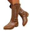 Large-sized Embroidered High-top Boots, Women's Shoes, Casual Chunk-heeled Knight Boots, Riding Boots