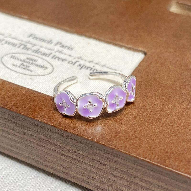 [Qixi Festival Romance] Purple Enamel Dripping Oil Zir*****Pening Ring Butterfly Personality Sweet Dream Niche Ring
