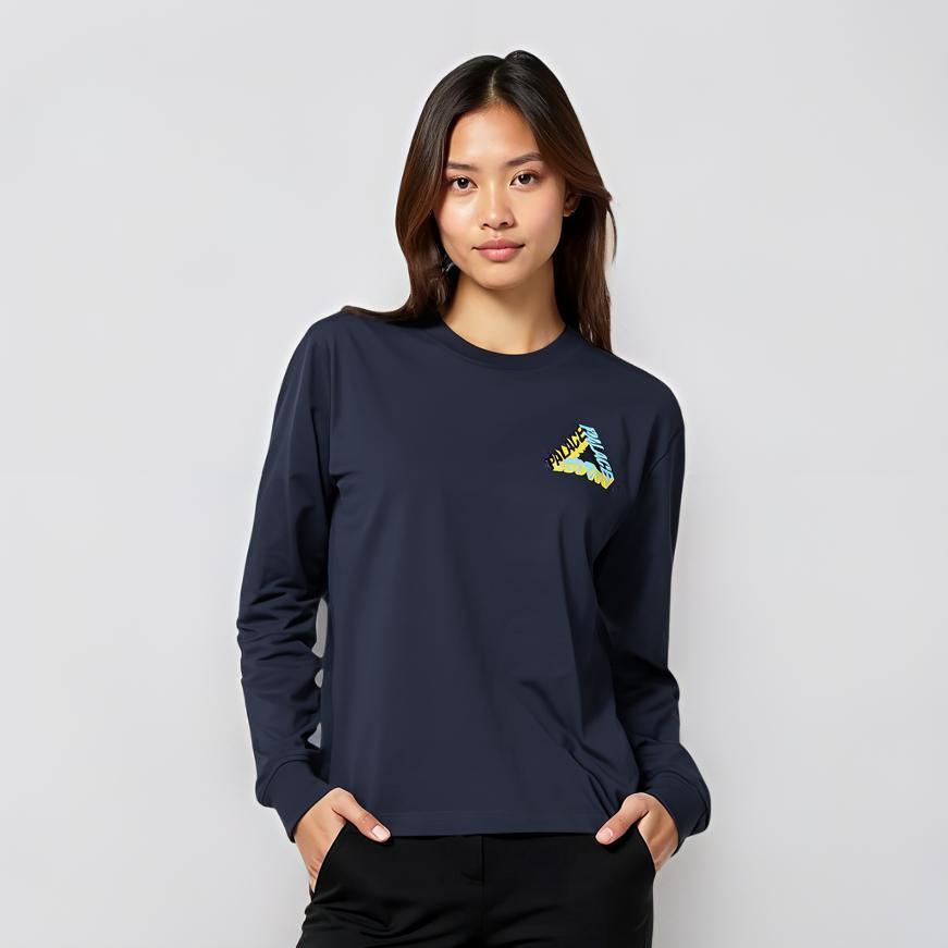 Palace P-3D Manica Lunga Navy Top Unisex Blu P25LS019