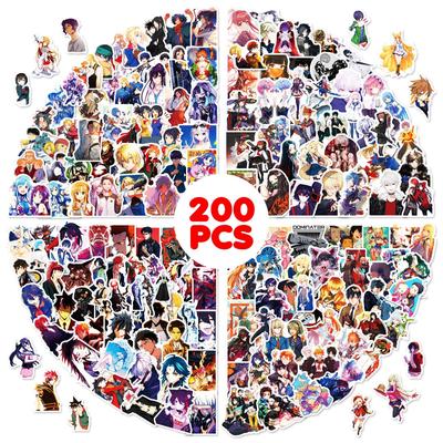 200 Anime Karıştır ve Eşleştir Etiketi, Bavul Kask Araba Etiketleri, Çizgi Film Grafiti Etiketleri