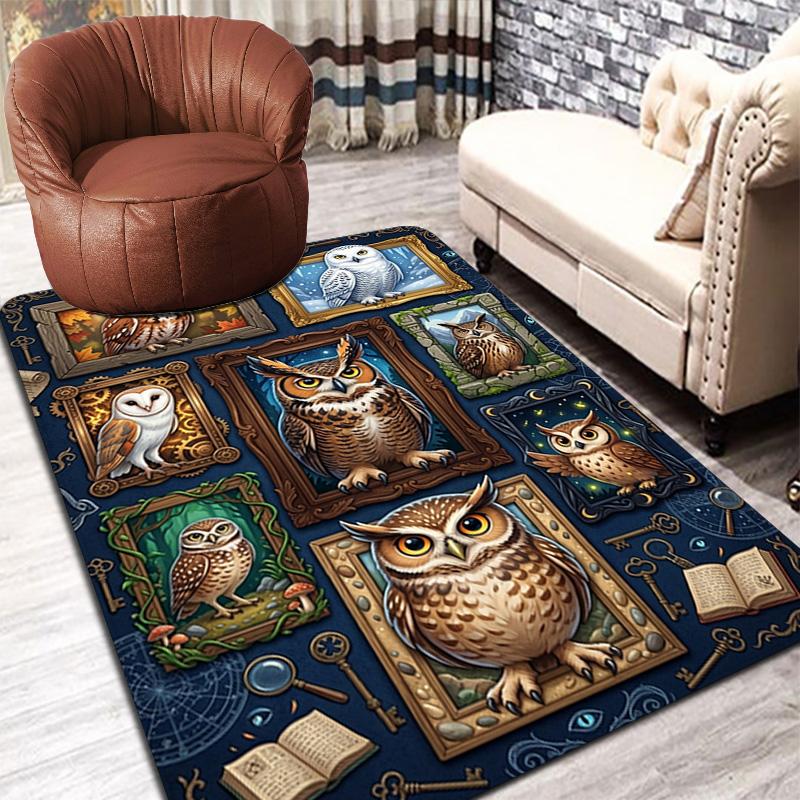 Owl Collection Pattern Rug Floor Mat for Living Room or Bedroom Soft and Comfortable Carpet a Gift for Birthday and Holiday.