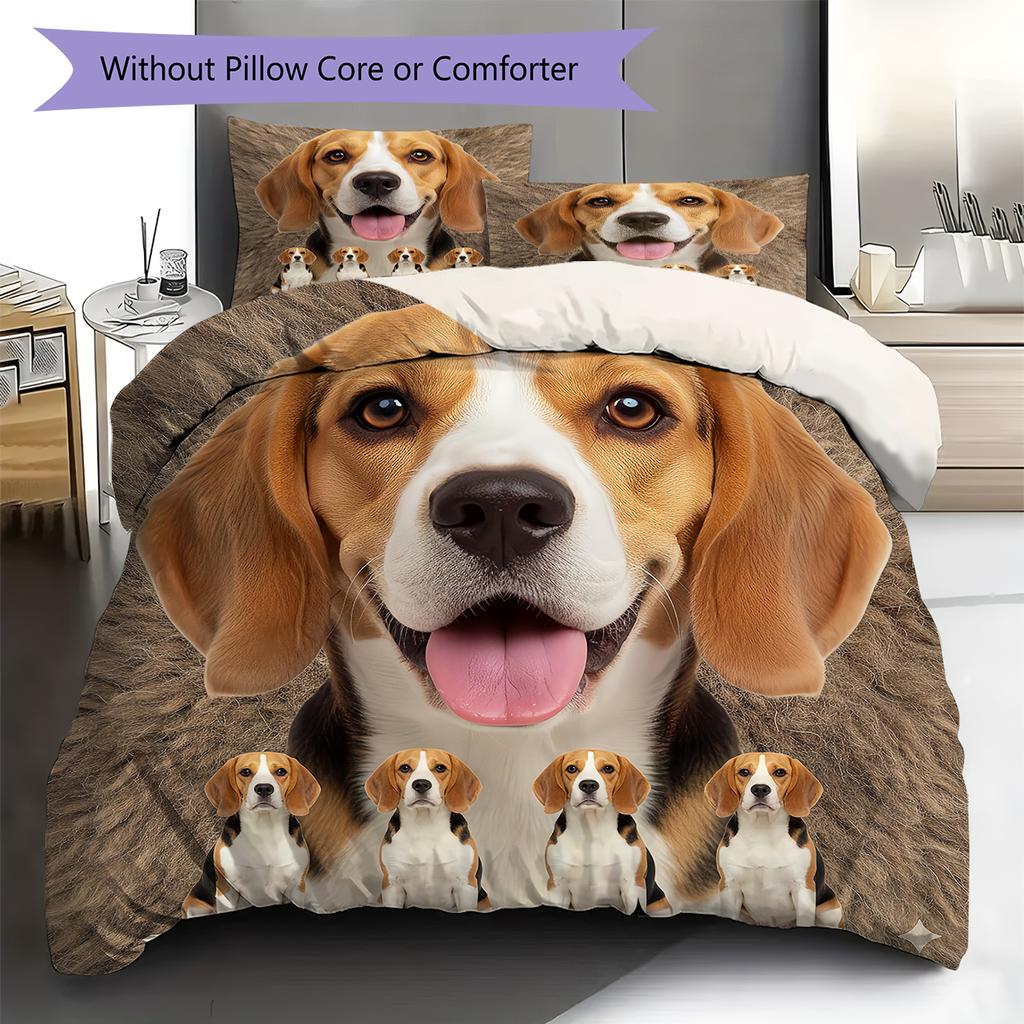 Beagle Border Collie Pattern Bedding Quilt Set Quilt Cover Pillowcase Home Decoration Gift (1 * duvet cover + 2 * pillowcase, without core)