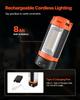 LED Work Light with Stand, 8Ah, Rechargeable Cordless Camping Light, with 3 Lamp Heads, Detachable Tripod Stand, 2200 Lumens 3000K-6500K Dimmable,