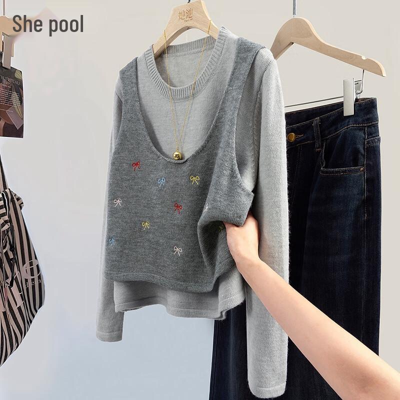 

Women s Faux Layered Knit Top M