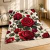 Crimson Rose Coral Fleece Blanket Romantic Floral Decor