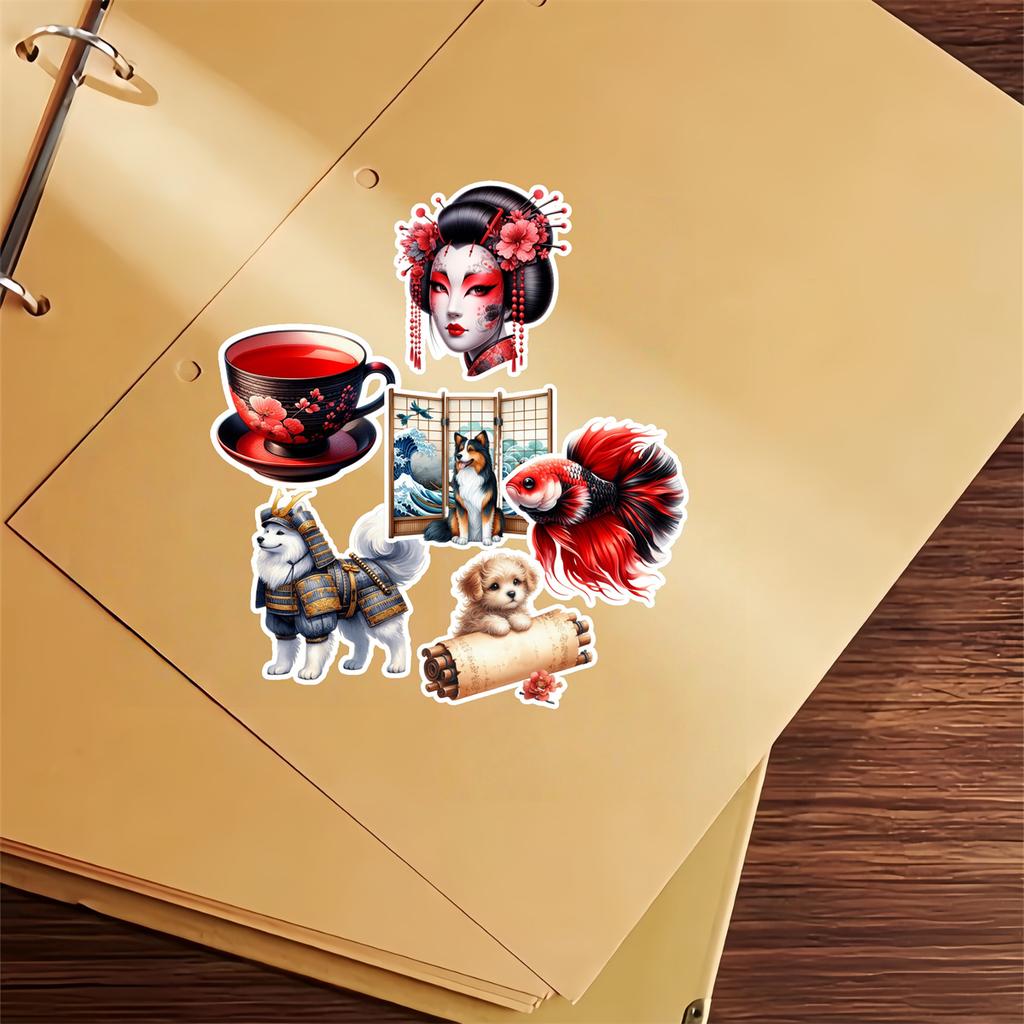 18pcs Cute Japanese Geisha Girl Stickers for DIY Journals, Planners, Laptop Decorations, Book , Planner , High-quality Prints