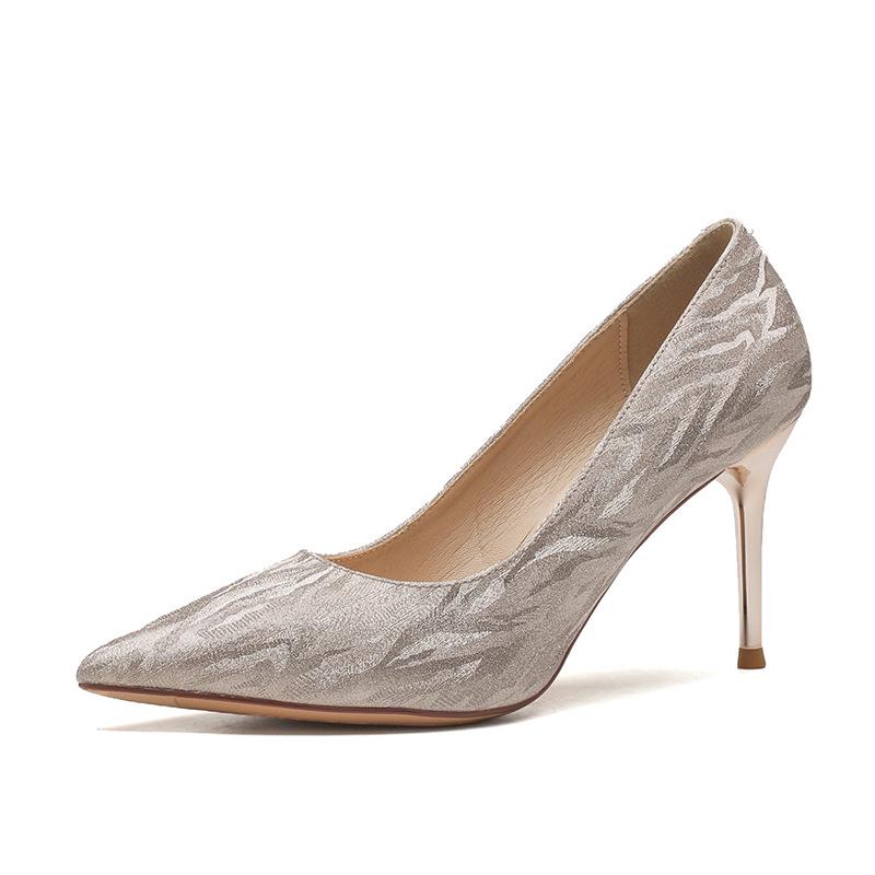 French Sequin High Heels: Xiuhe Wedding Dress Pointed Toe Flats for Women