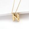 Gold Plated Copper Chunky Alphabet Balloon Bubble Initial Letter Pendant Necklace for Women Men Boy Fashion Jewelry