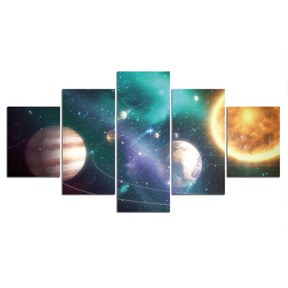 

5Pcs Solar System Universe Sun Pictures Canvas Paintings Wall Art Home Decor No Framed 5 Pieces Room Decor Abstract Modern