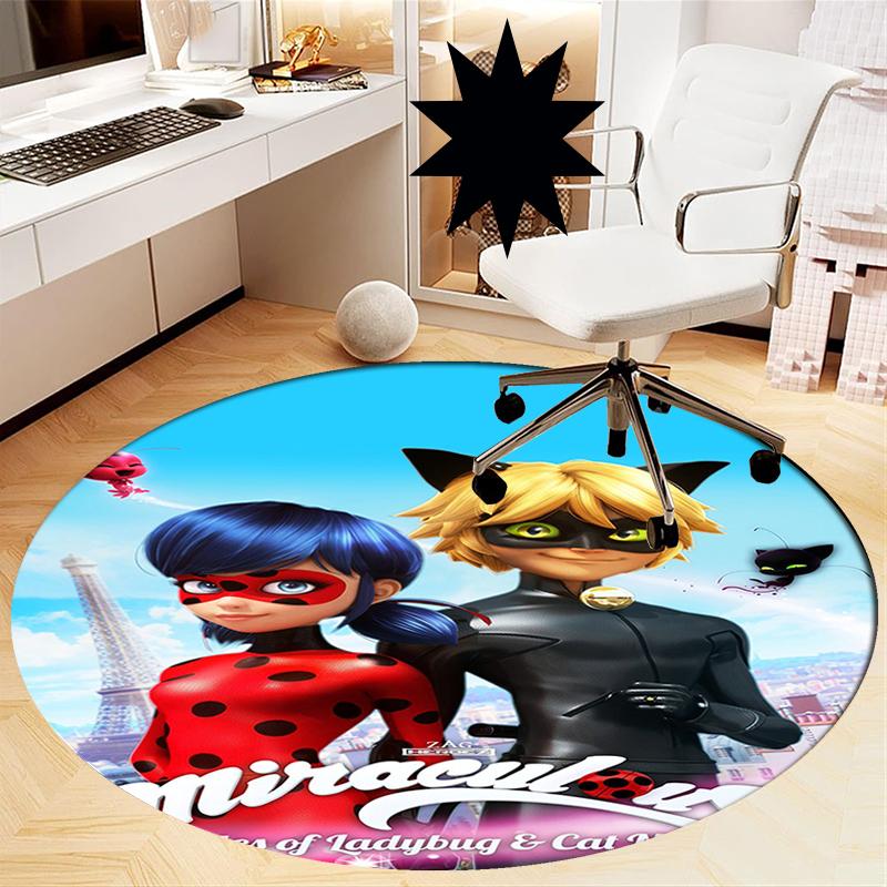 Miraculous Printed Round Rug Carpet Chair Rug Area Rug Entryway Doormats,for Office Chair Living Room Bedroom Kitchen Room.