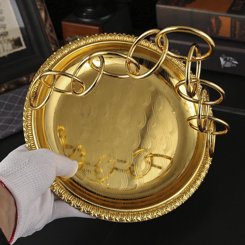 Golden Metal Single-layer Fruit Snack Basket Hotel KTV Living Room Multi-purpose European Classical Temperament Basket