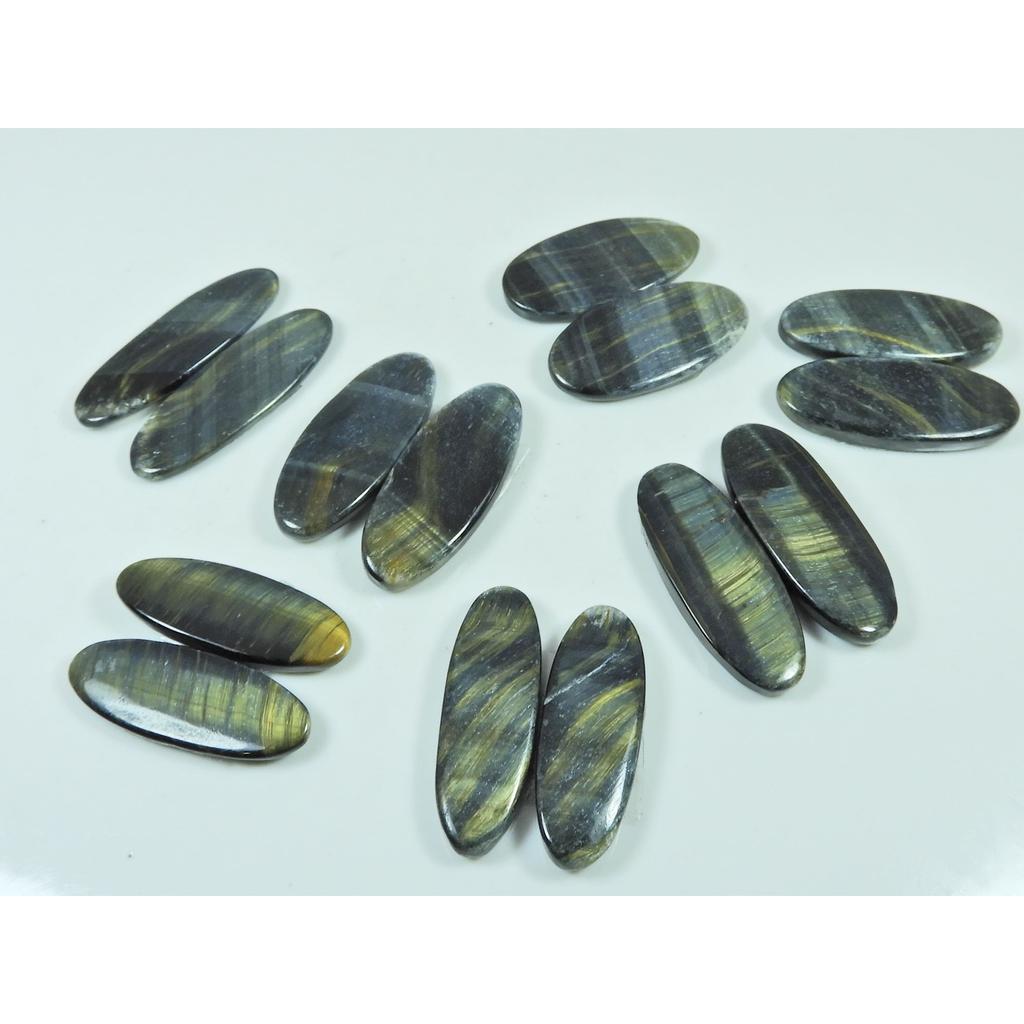 Natural Blue Tiger eye Matched Pair Oval Cabochon Loose Gemstone 07 Pair Lot C-3396