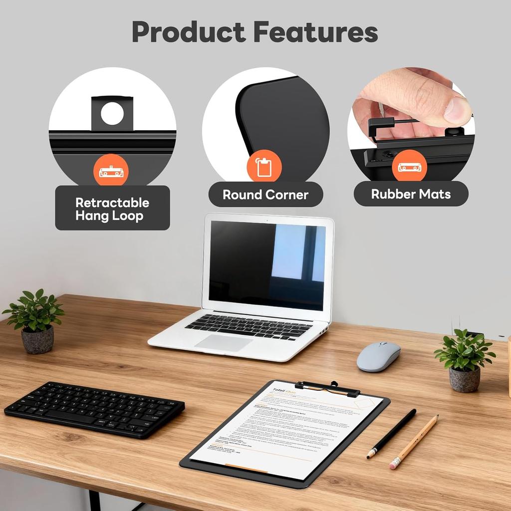 Plastic Clipboard Set of 2, 12.5 x 9'' Letter Size for Classroom, Students, Teacher, Nurse, A4 Black 8.5 x 11'' Clip Board with Low Profile Black