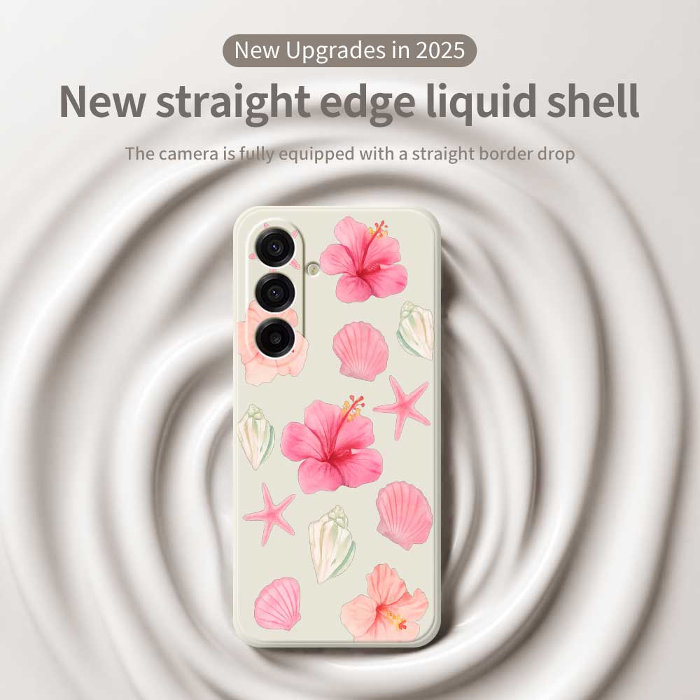 For Samsung Galaxy A17 5G Case Peach Blossoms Shells Pattern Printing Straight Edge TPU Phone Back Cover