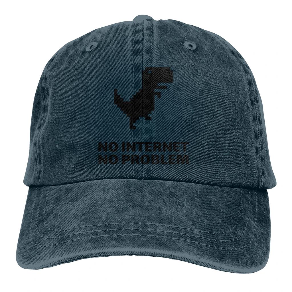 Adjustable Solid Color Baseball Cap NO INTERNET Washed Cotton Trex Cactus Offline Funny Games Sports Woman Hat