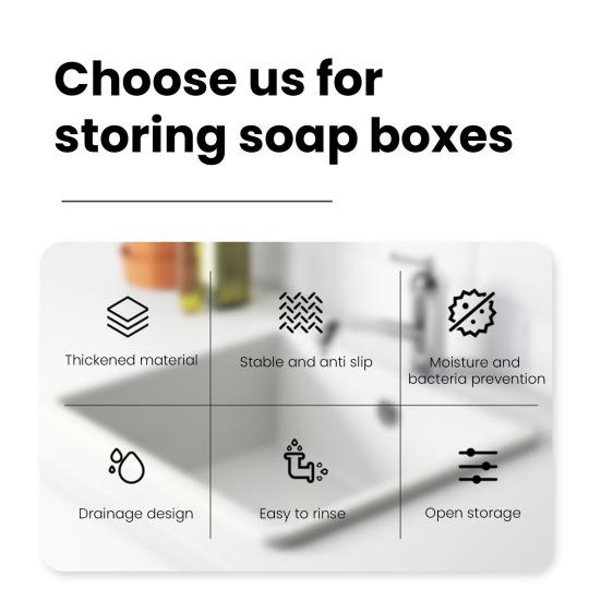 Silicone Soap Dish with Drain Anti-Slip Bottom Self Draining Bar Soap Holder Soap Tray Bathroom Sink Organizer