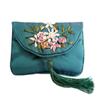 Embroidered Flower Women Tassels Handbags Retro Handmade Zipper National Small Bag Card Storage Ethnic Style Coin Purse