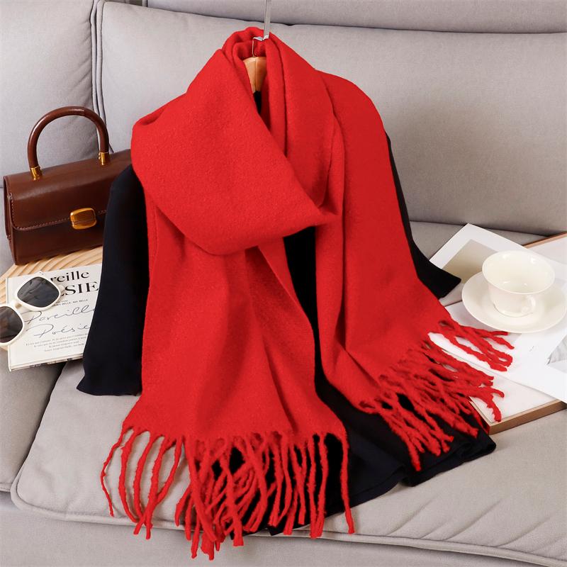 New Winter Scarf For Women Long Warm Cashmere Scarves Hijab Solid Lady Shawl Wrap Female Pashmina Bandana Head Scarfs