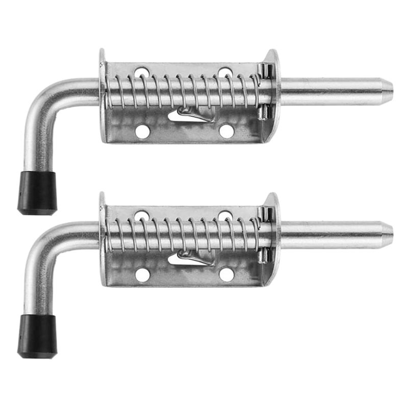 A84E-6Pcs 5 Inch Stainless Steel Spring Loaded Latch Pin Barrel Bolt 2Mm Thickened Door Lock Brushed