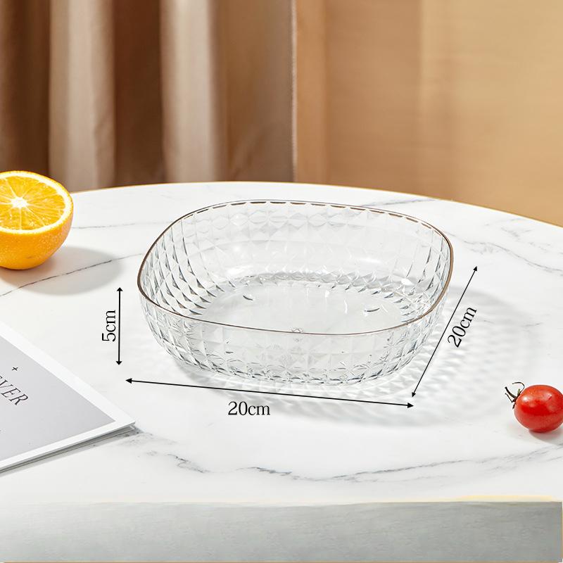 Light Luxury Transparent Fruit Tray Home Living Room Snacks Dried Fruit Tray High-value Candy Tray Simple and Deepen Plastic Tray