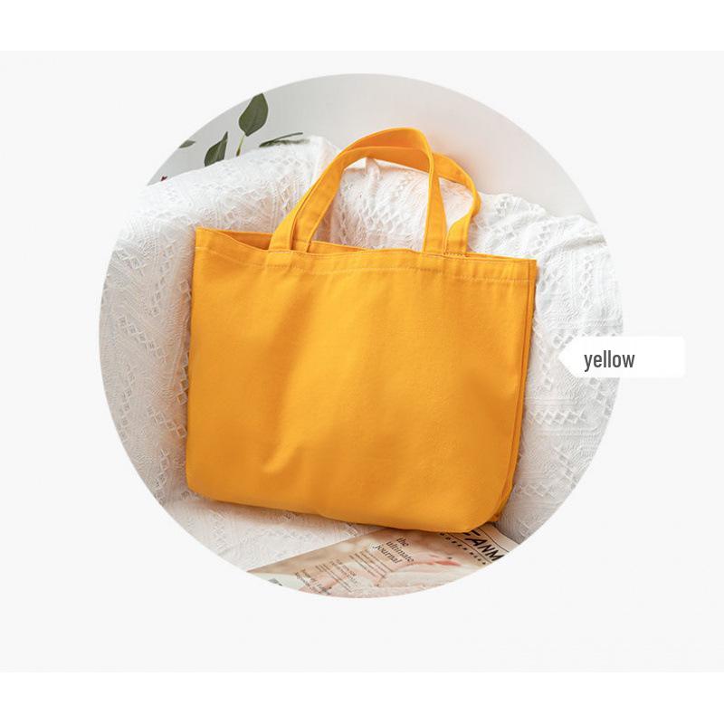 Solid Color Canvas Handbag Bento-Style Shoulder and Shopping Bag