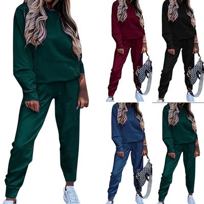 Women's Tracksuit Set Solid Color Pullover Sweatshirt Baggy Jogger Pants Loungewear Set Joggings Suit Sport Yoga Gym Workout Outfit