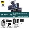 4K WIFI Dash Cam GPS 2160P Car DVR Front And 2.5K Rear Dual Lens Auto Car Camera With WDR Night Vision Black Box 24H Parking