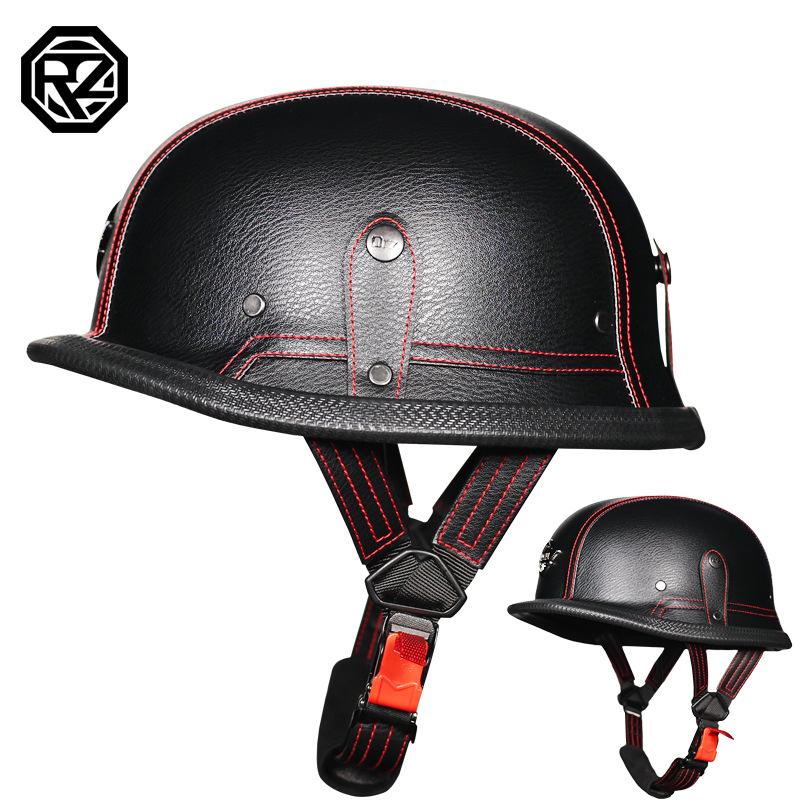 3C German WWII Vintage Helmet Leather Helmet, Summer Vintage Harley Half Helmet, Half Clad Motorcycle Helmet Men