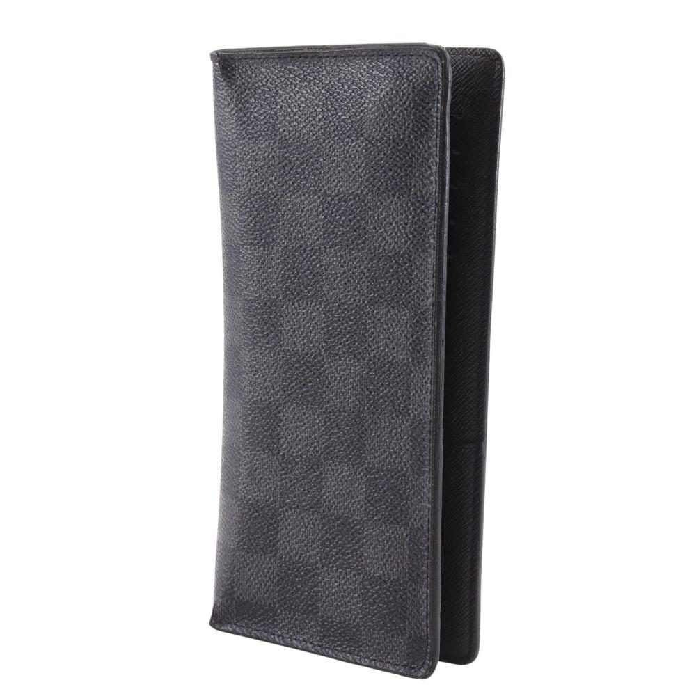 Louis Vuitton Portefeiulle Braza Purse N62665 Black Damier Grafitto Canvas Mens Used