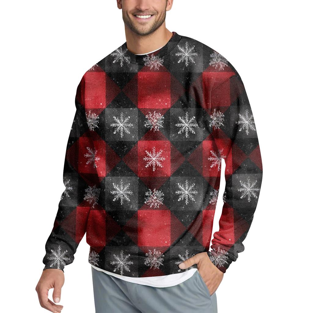 Men's Casual Fashion Printed Round Neck Pullover Sweatshirt